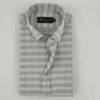 Grey & White Striped Self Shirt
