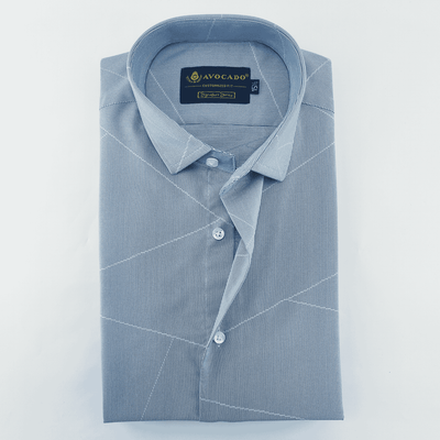 SIGNATURE STEEL BLUE SELF TEXTURED SHIRT