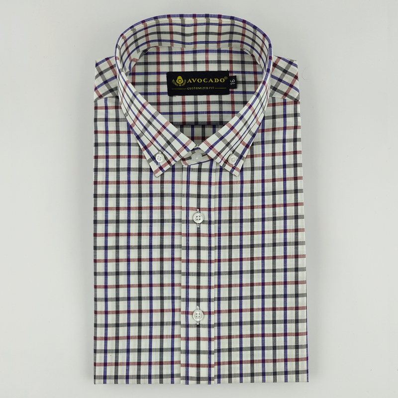 Grey & Navy Red Check Shirt