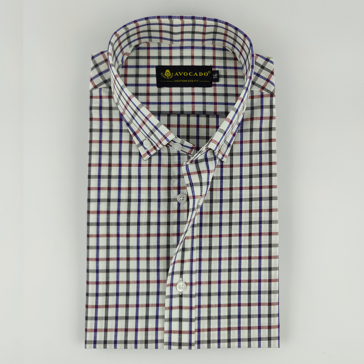Grey & Navy Red Check Shirt