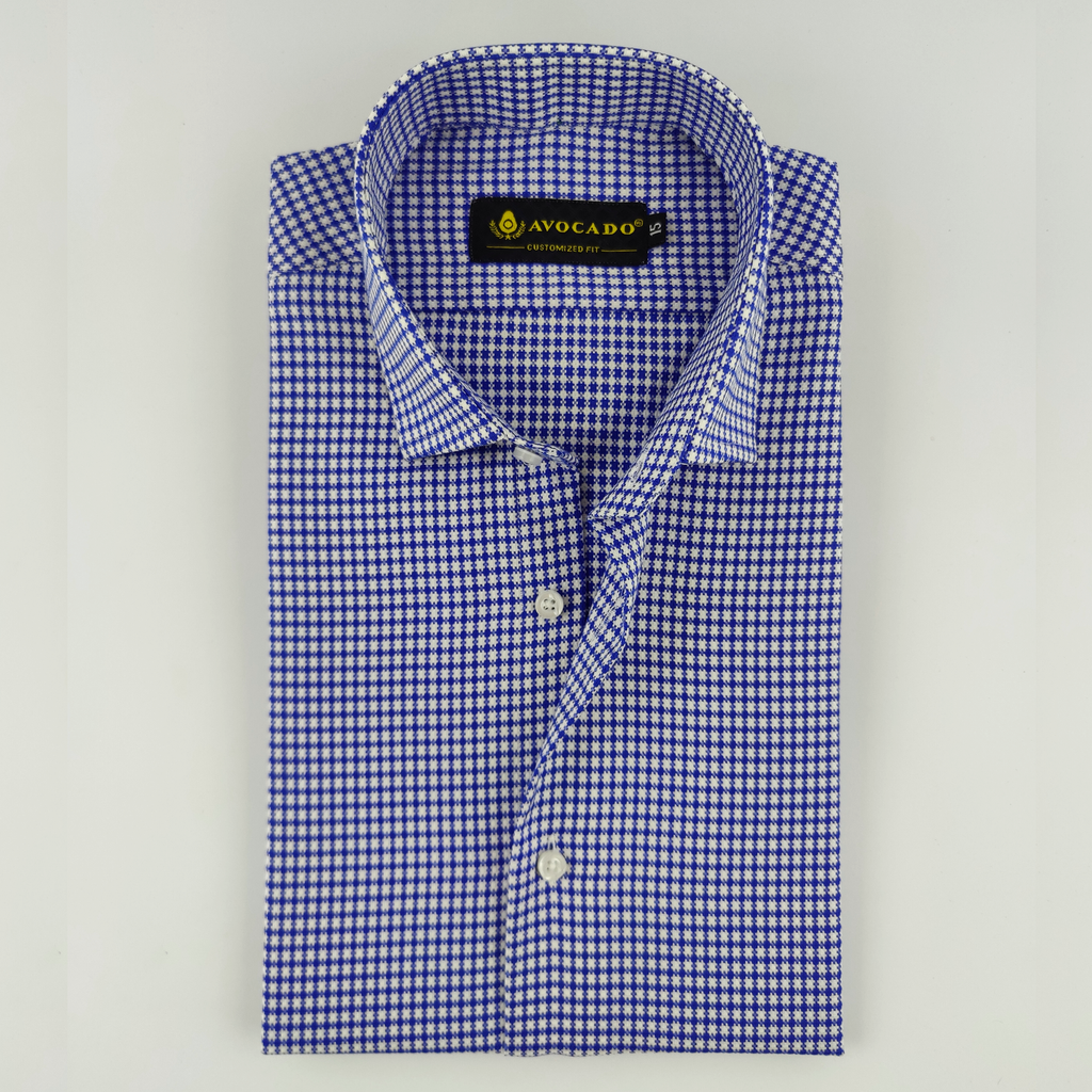 Royal Blue & white Textured Shirt