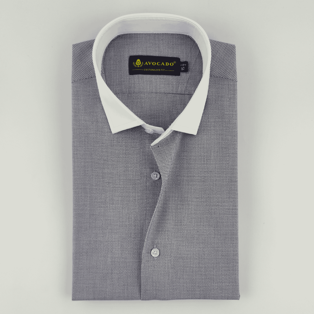 White & Navy Dotted Textured Shirt