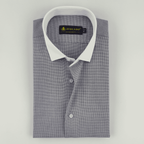 White & Navy Dotted Textured Shirt