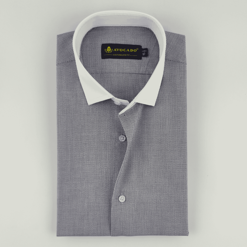 White & Navy Dotted Textured Shirt
