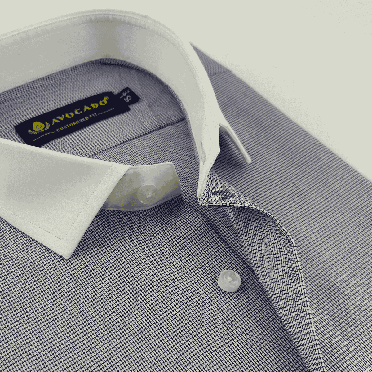 White & Navy Dotted Textured Shirt