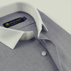 White & Navy Dotted Textured Shirt