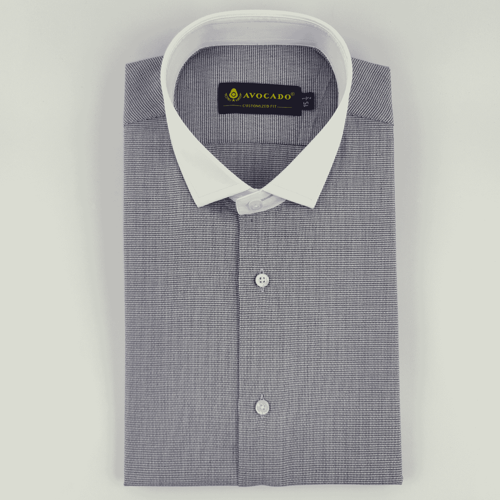 White & Navy Dotted Textured Shirt
