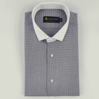 White & Navy Dotted Textured Shirt