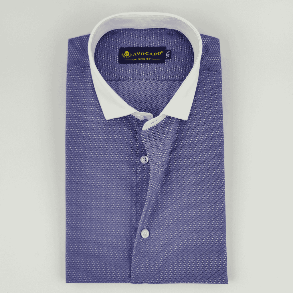 Royal Blue & White Self Dotted Shirt