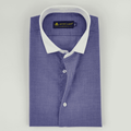 Royal Blue & White Self Dotted Shirt