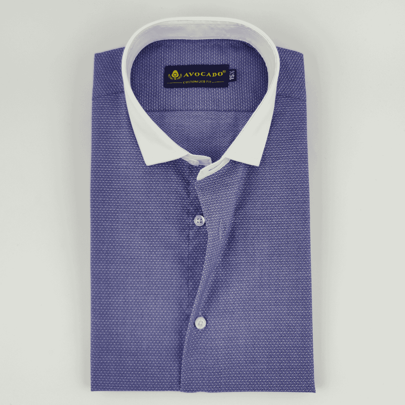 Royal Blue & White Self Dotted Shirt