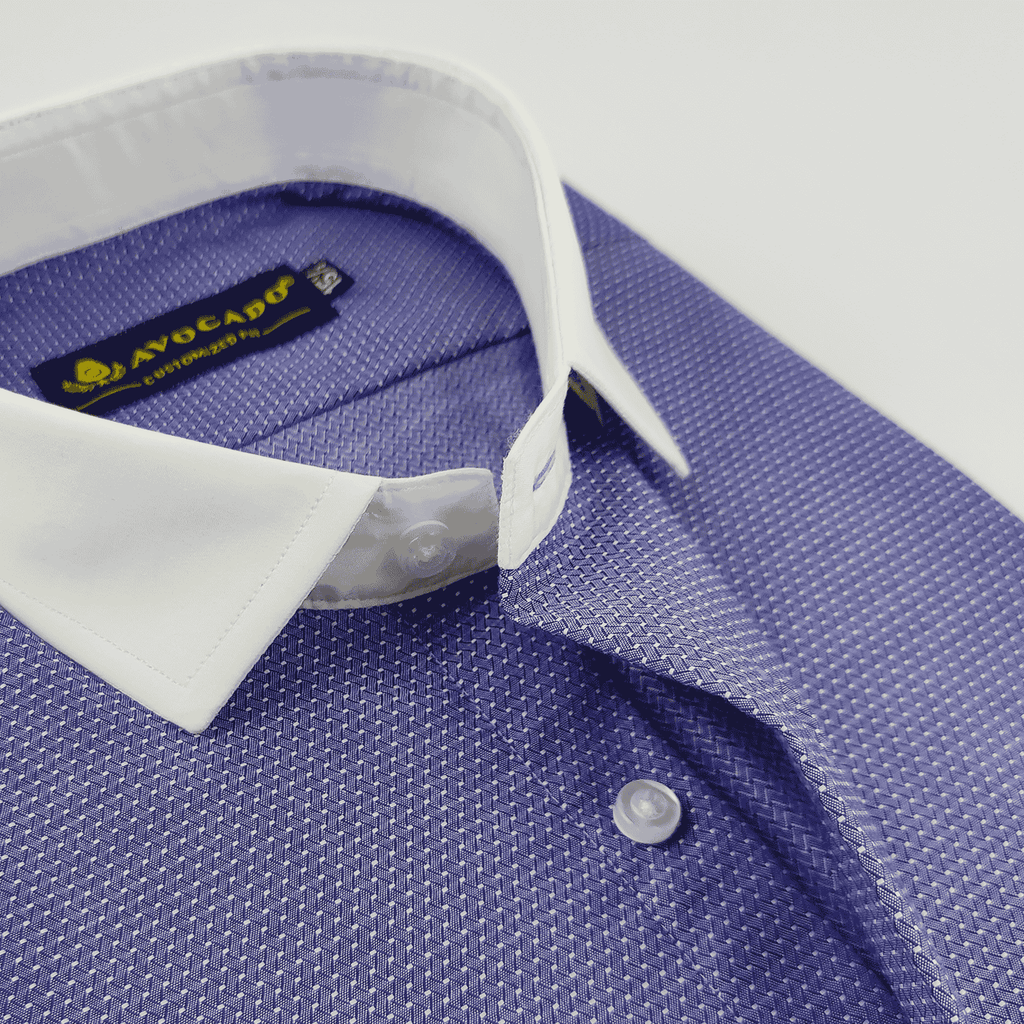 Royal Blue & White Self Dotted Shirt