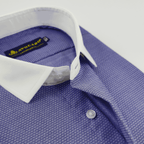 Royal Blue & White Self Dotted Shirt