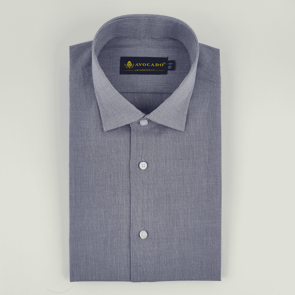 Navy Blue Gingham Check Shirt
