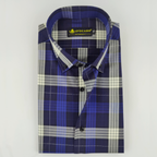 Navy Blue Denim Check Shirt