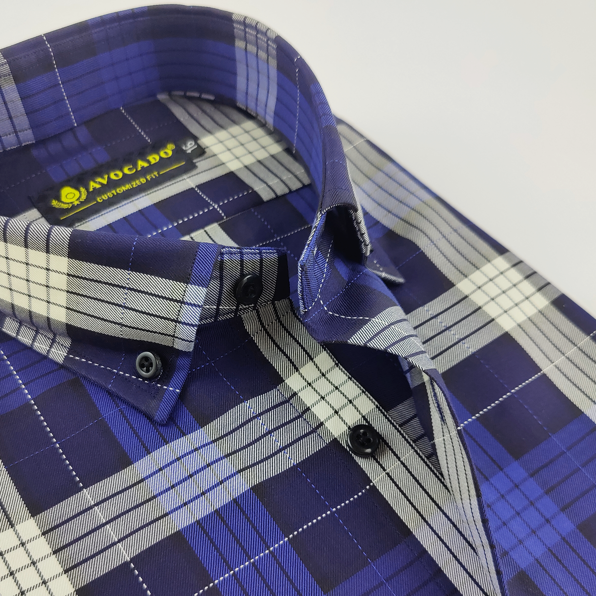 Navy Blue Denim Check Shirt