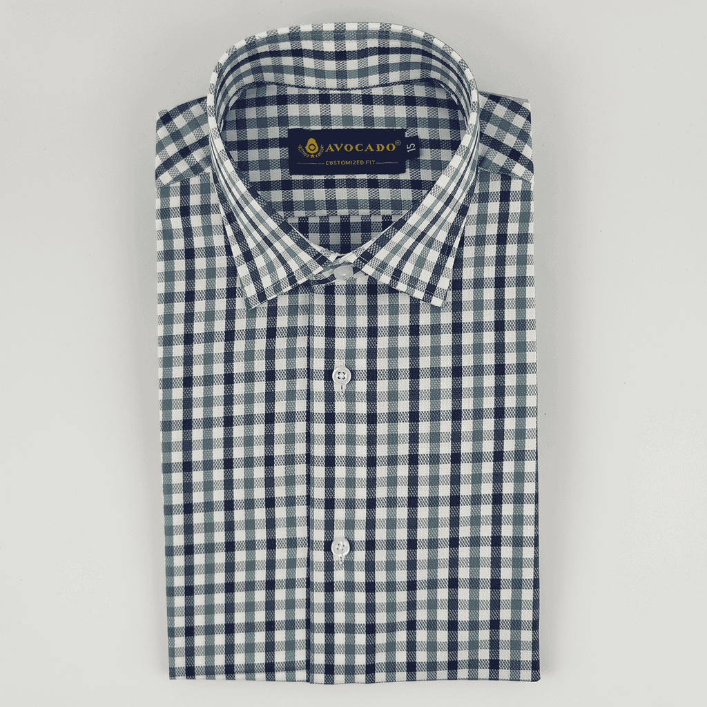Sea Green & Navy Checkered Shirt