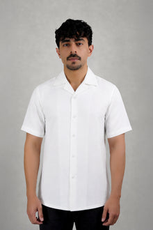 Mid White Heavy-Weight Irish Linen Cuban Shirt
