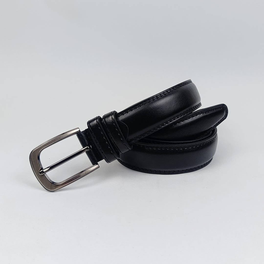 Black Synthetic Leather Belt