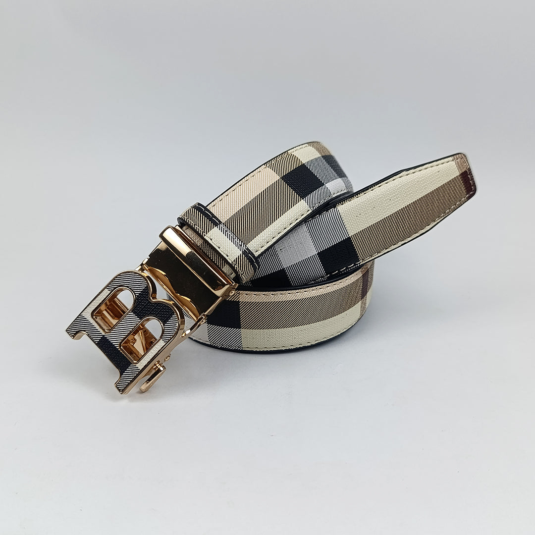 Black & Cream Check Printed Casual belt