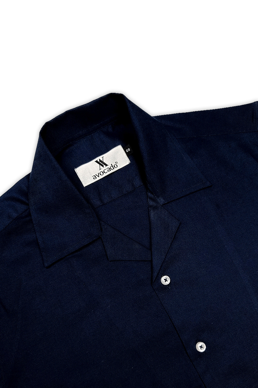 Deep Navy Irish Linen Cuban Collar Shirt