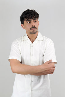 Mid White Heavy-Weight Irish Linen Cuban Shirt