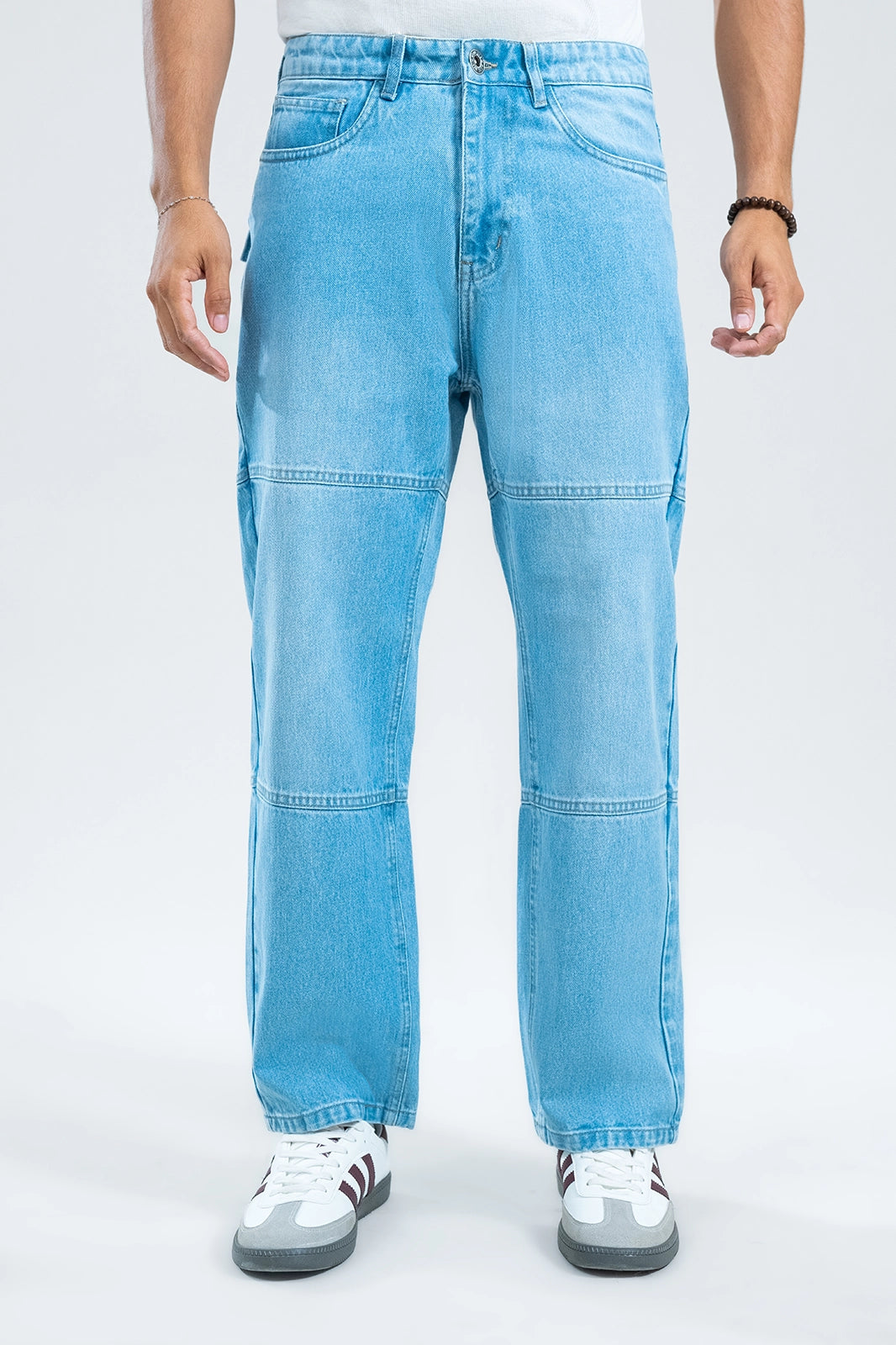 Ice Blue Plain-Straight Fit