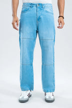 Ice Blue Plain-Straight Fit