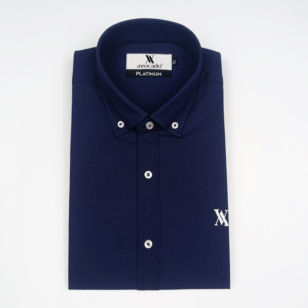 NAVY MADARIN DOWN BUTTON SHIRT