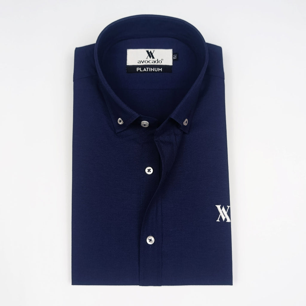 NAVY MADARIN DOWN BUTTON SHIRT