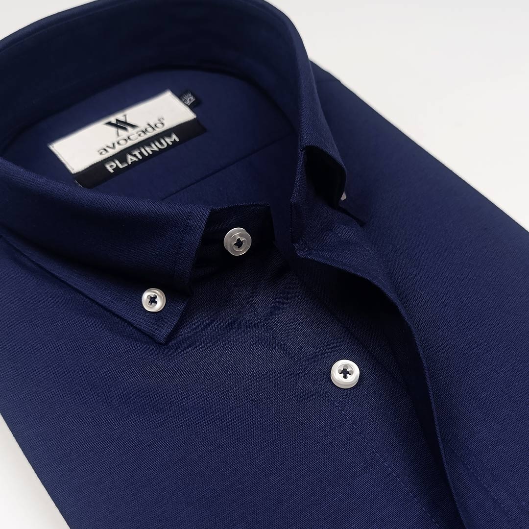 NAVY MADARIN DOWN BUTTON SHIRT