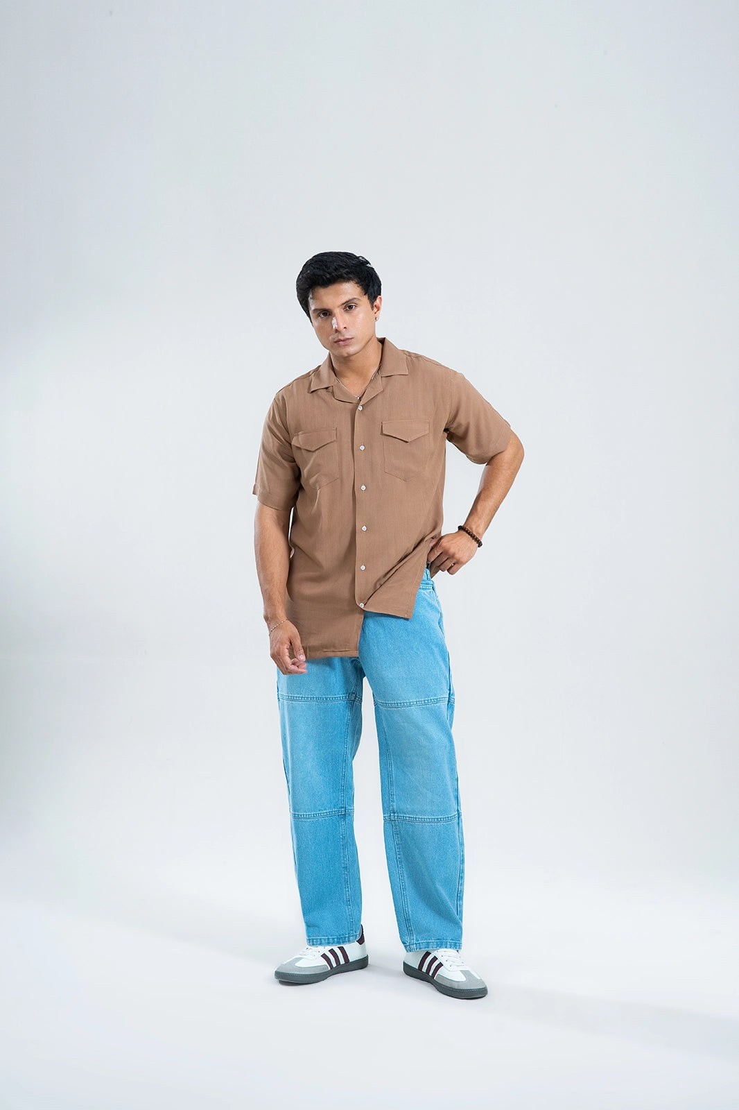 Walnut Brown Double Pocket Cuban Shirt