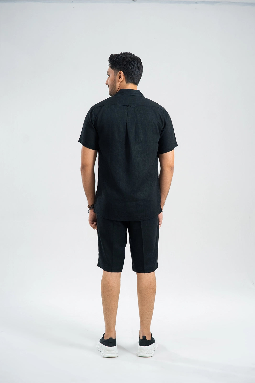 Midnight Black  Double Pocket Cuban Shirt