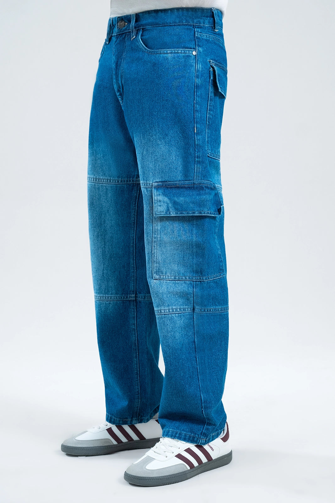 Mid Blue Cargo-Straight Fit