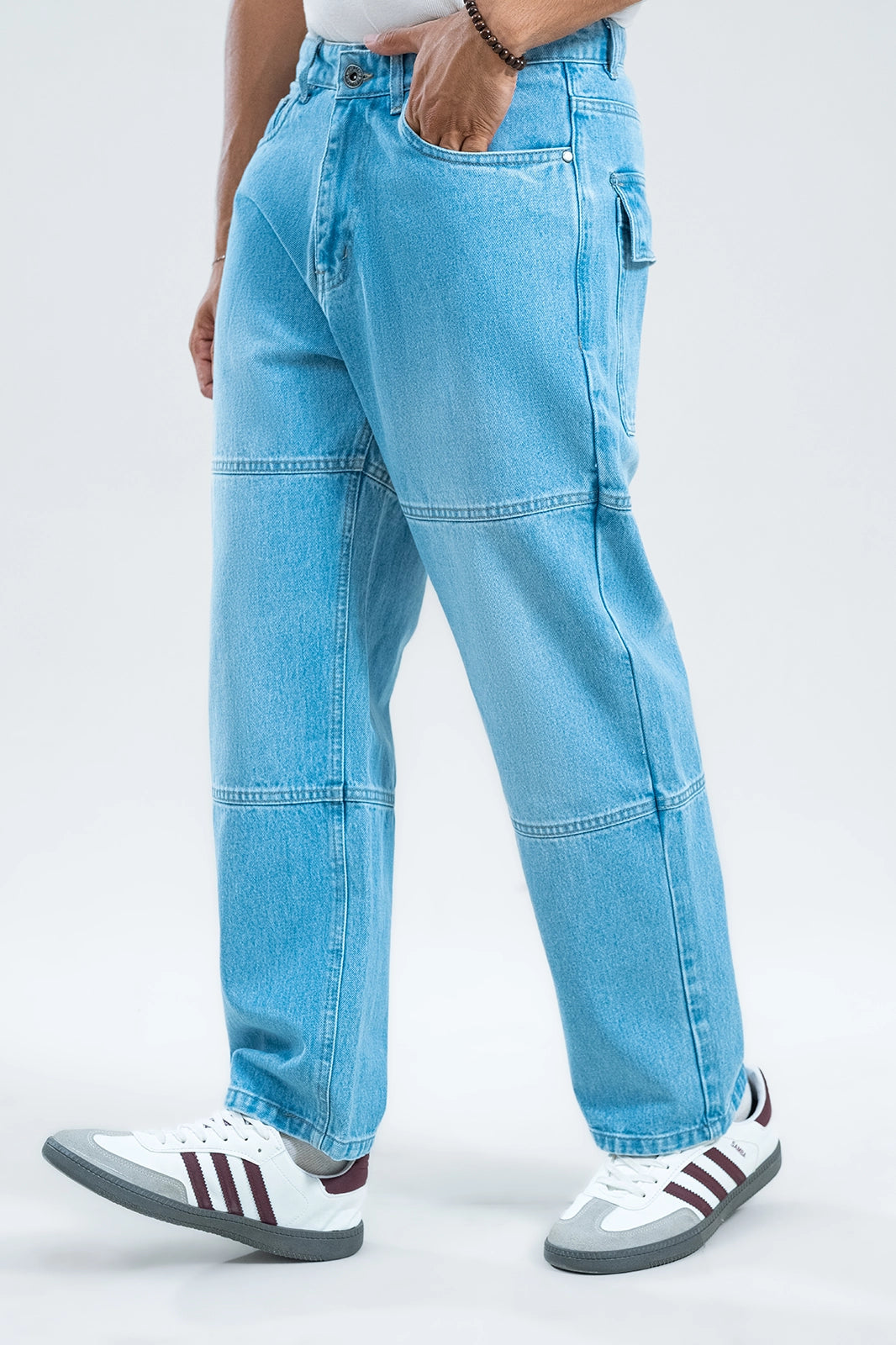 Ice Blue Plain-Straight Fit