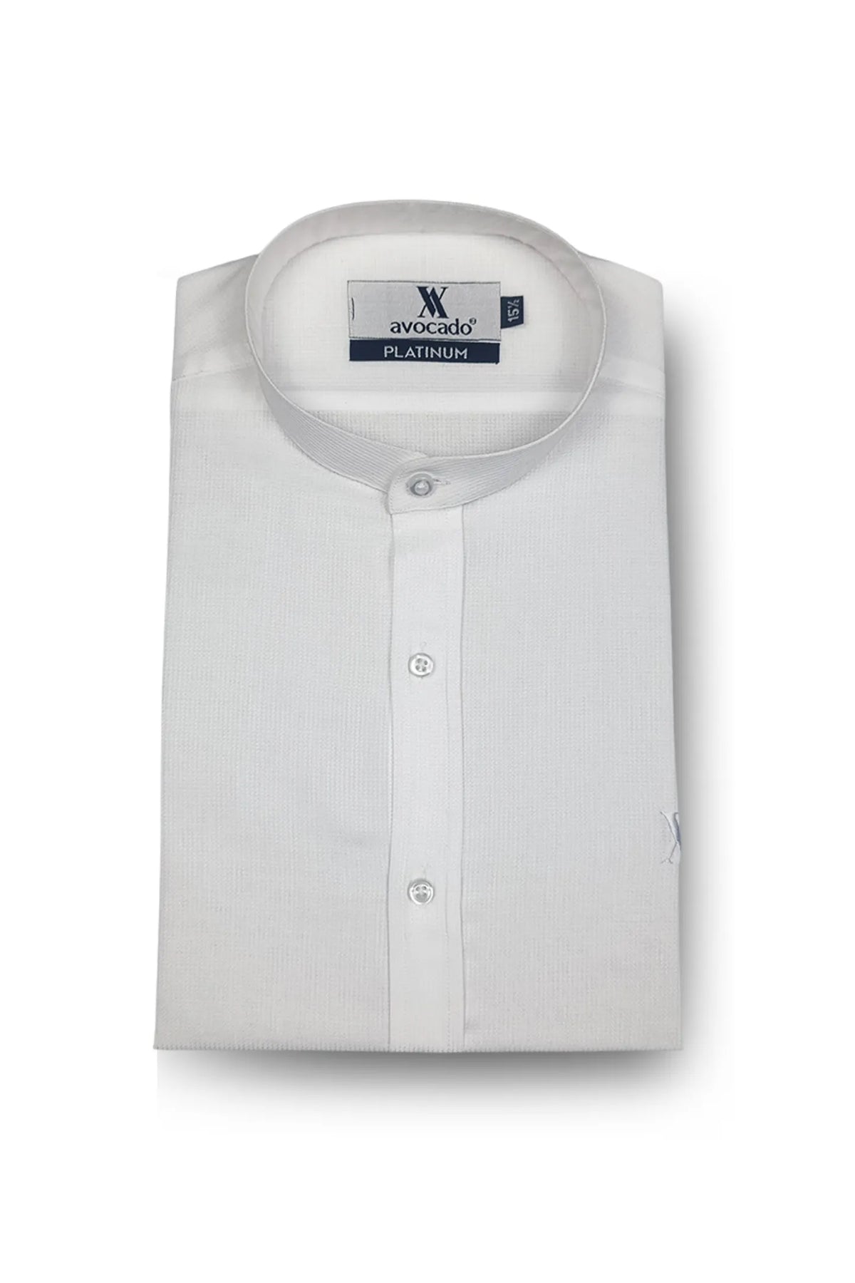 White Self Texture Mandarin Shirt