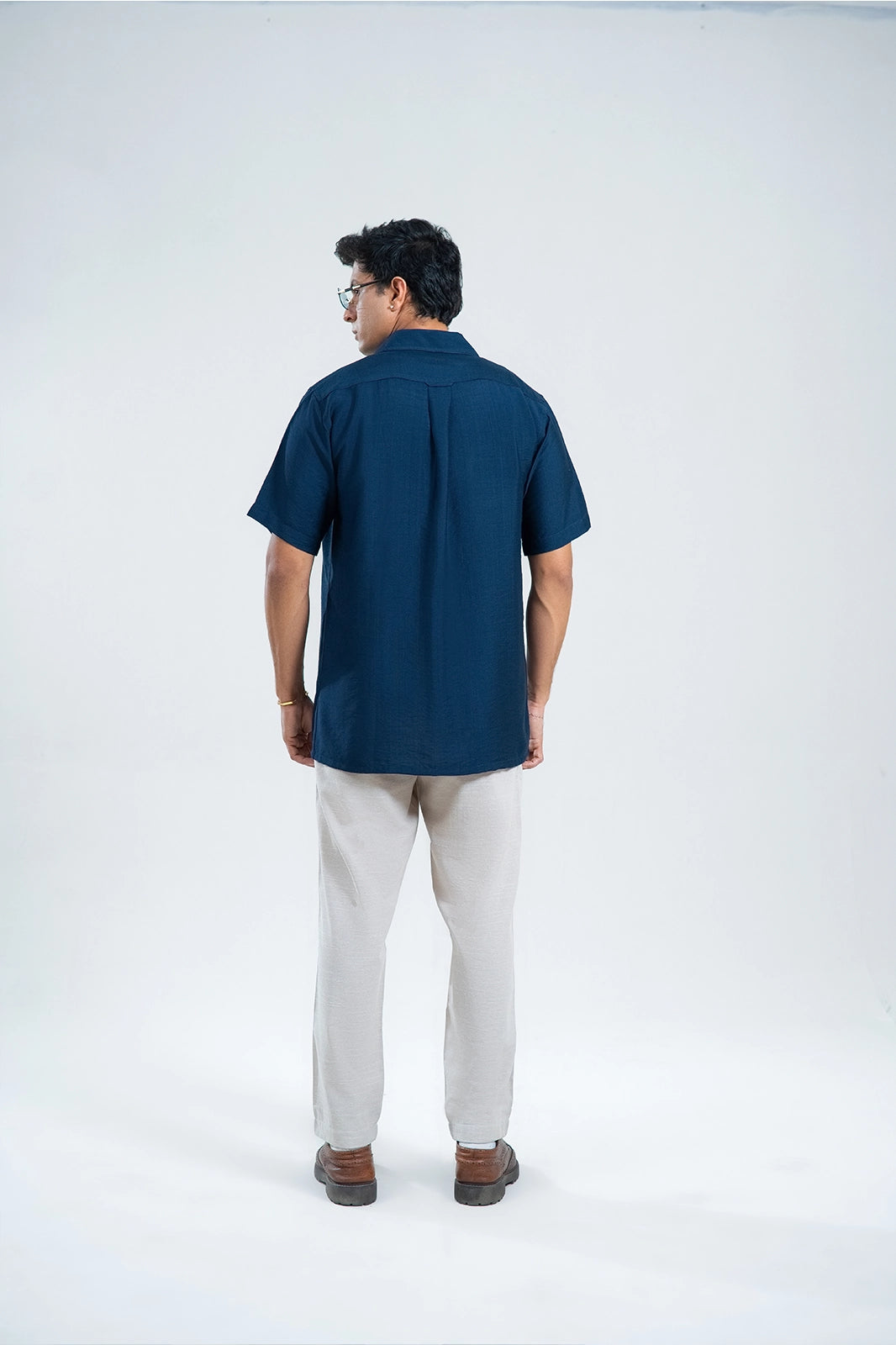 Ocean Navy Double Pocket Cuban Shirt