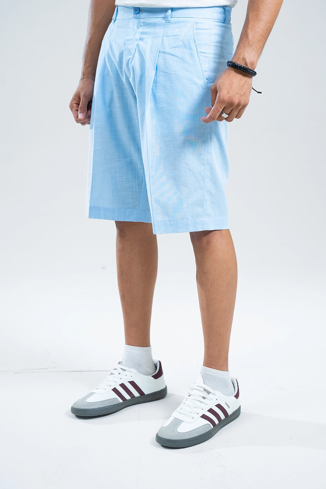 Coastal Sky Textured Linen Shorts