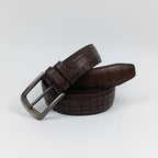 Brown Crocodile Texture Leather Belt