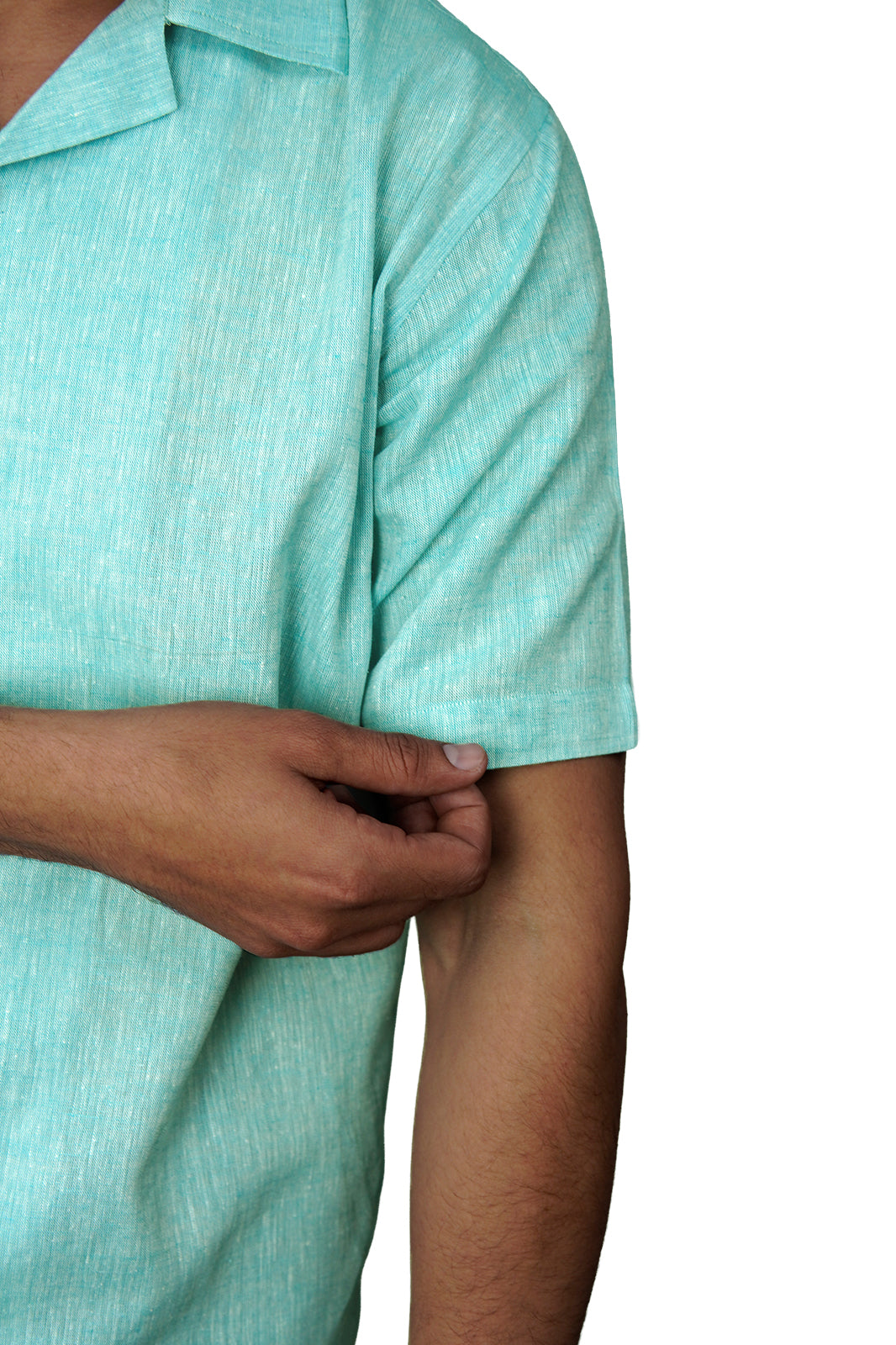 Sea Green Irish Linen Cuban Collar Shirt