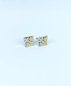 Sophisticated Square Two-Tone Crystal Floral Cufflinks (Cufflink 479)