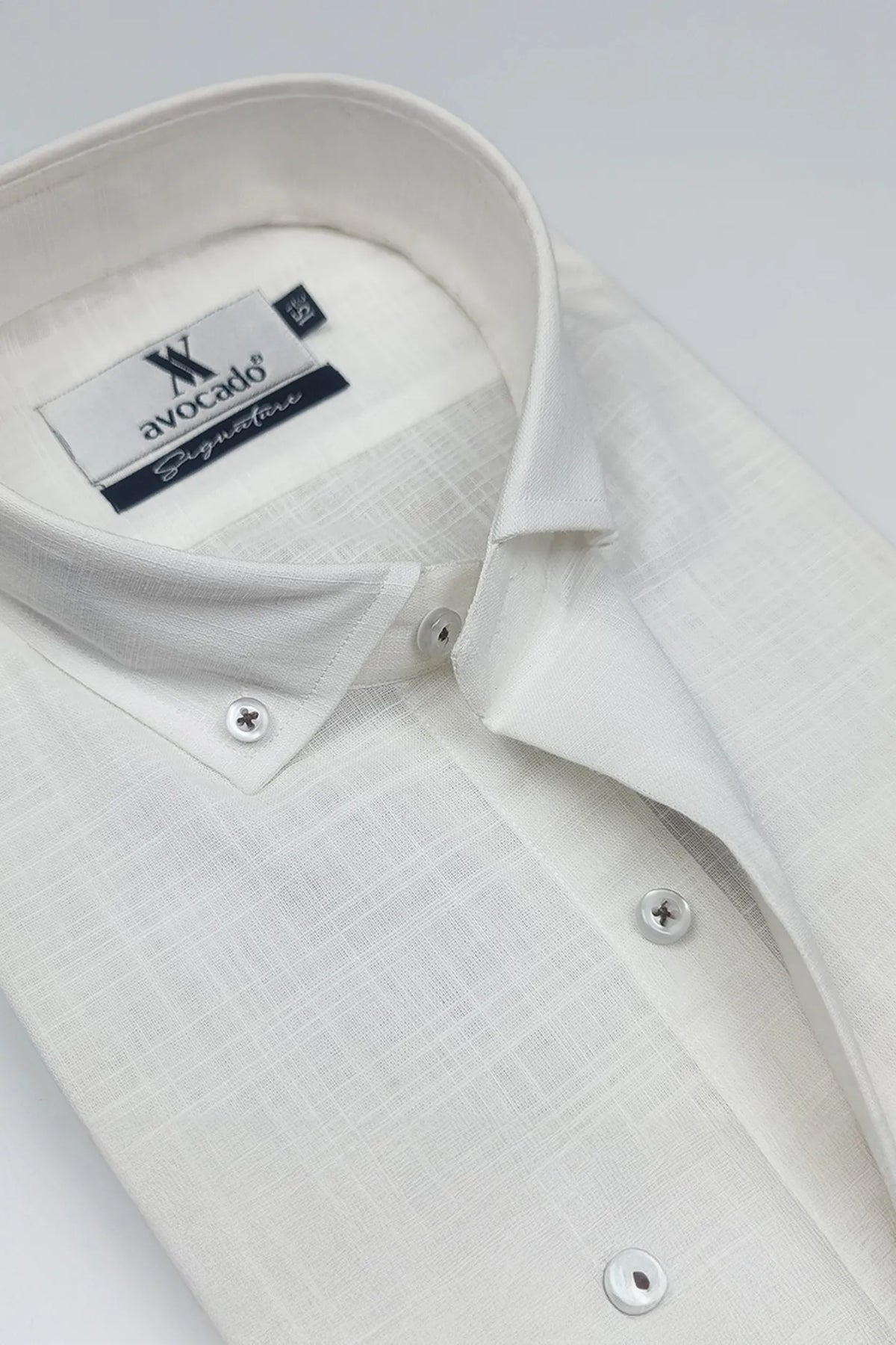 Off White Irish Linen Button Down Shirt