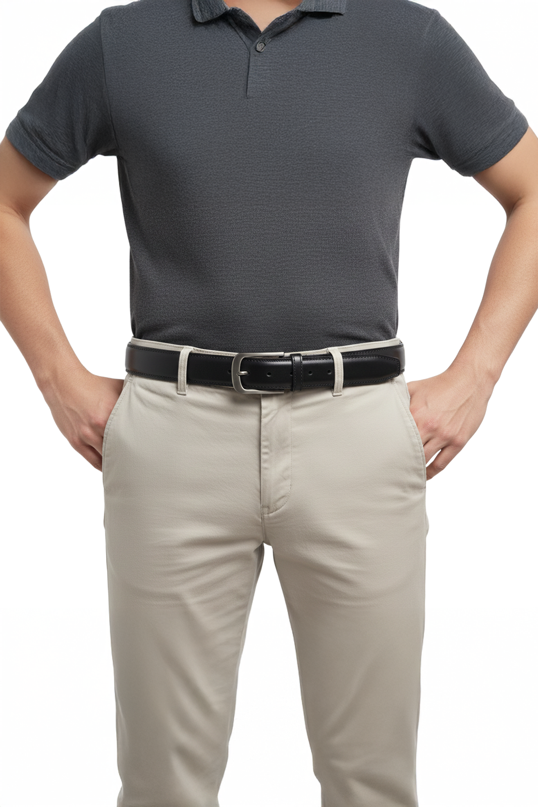 Black Synthetic Leather Belt