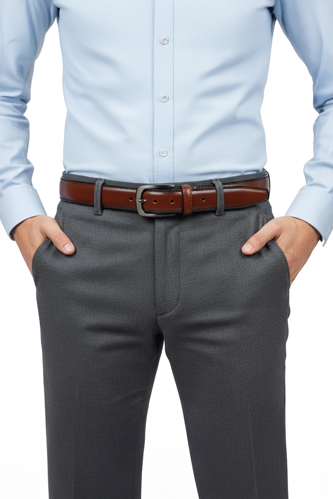 Bright Brown Synthetic Leather Belt