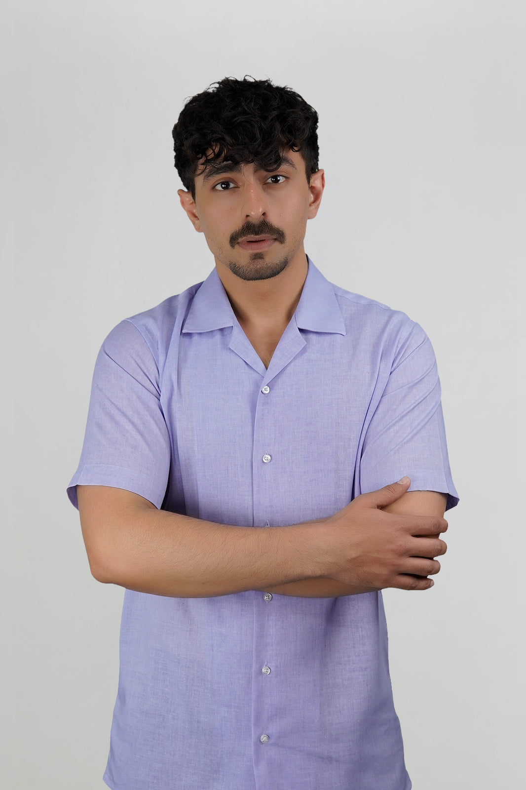 Muted Royal Irish Linen Cuban Shirt
