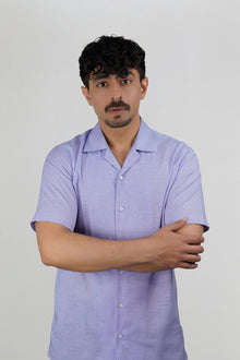 Muted Royal Irish Linen Cuban Shirt