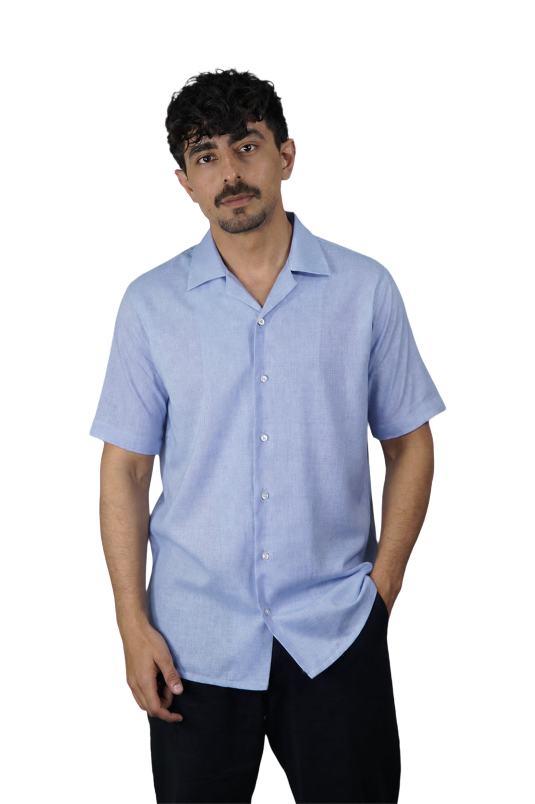 Muted Royal Irish Linen Cuban Shirt