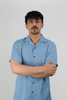 Light Turquise Irish Linen Cuban Collar Shirt