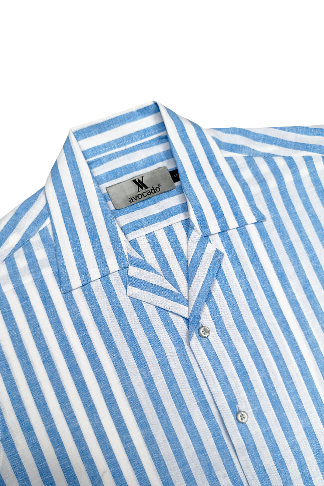 Classic Royal & White Striped Irish Linen Cuban Shirt