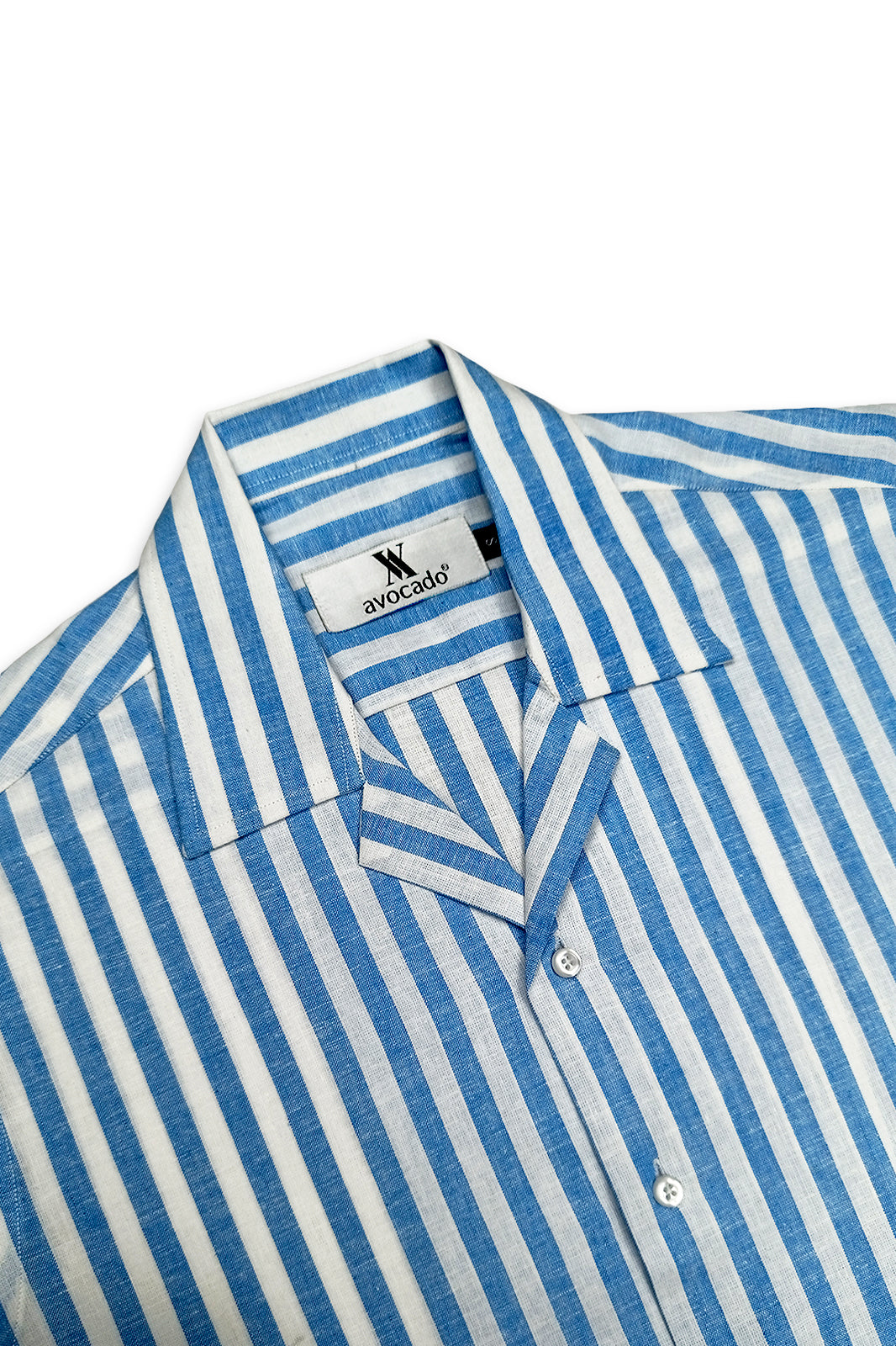 Classic Royal & White Striped Irish Linen Cuban Shirt